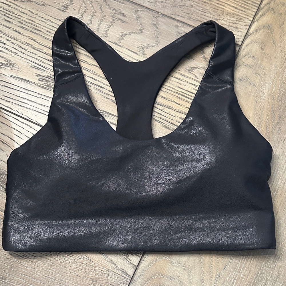 Old Navy PowerSoft Medium Support Go-Dry Sports Bra Black Shimmer Size M